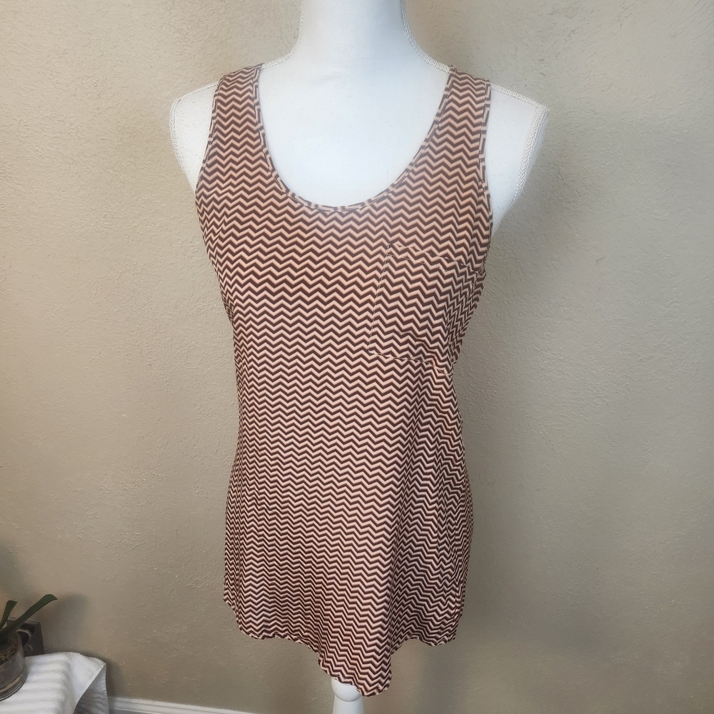 Jenny Han Chevron Print Silk Tank Top Medium (5685)